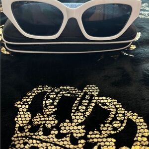 White Cat-Eye Sunglasses with Black Lenses